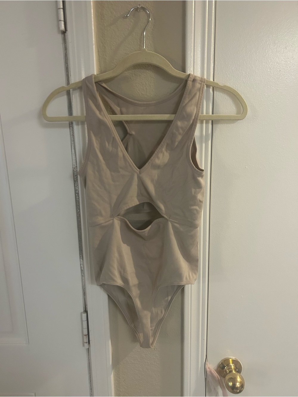 Colsie Beige Cutout Tank Bodysuit